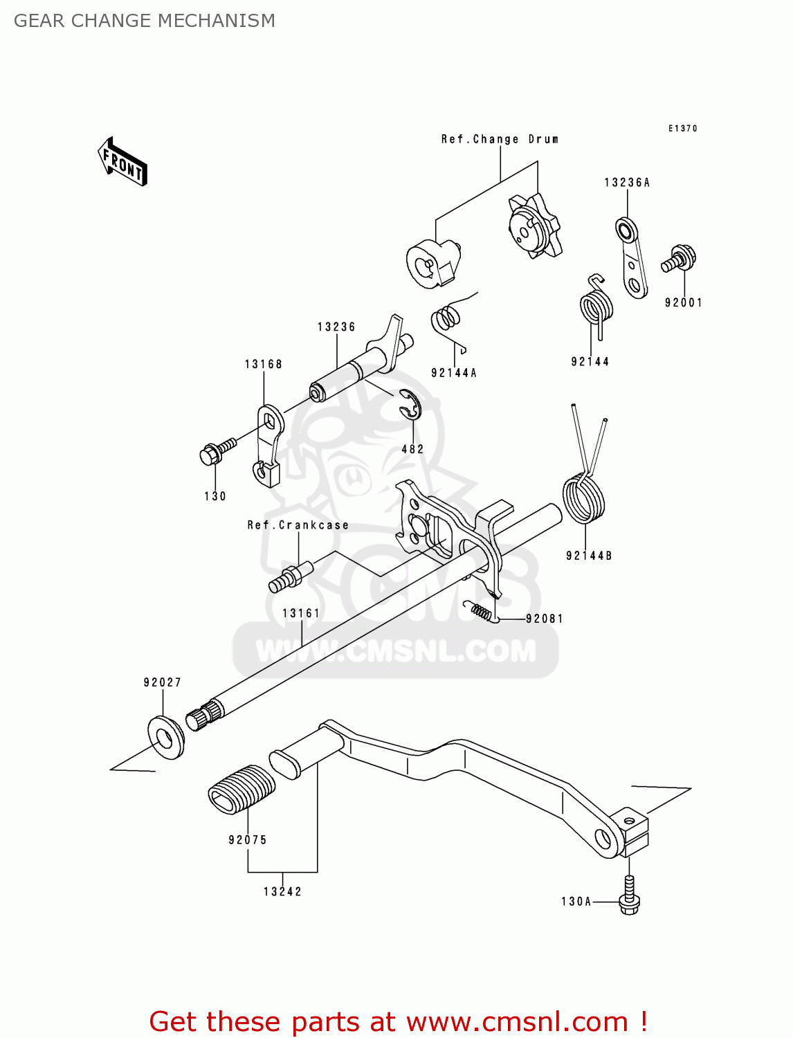 Kawasaki 1997 A10 Klf220 Gear Change Mechanism schematic partsfiche