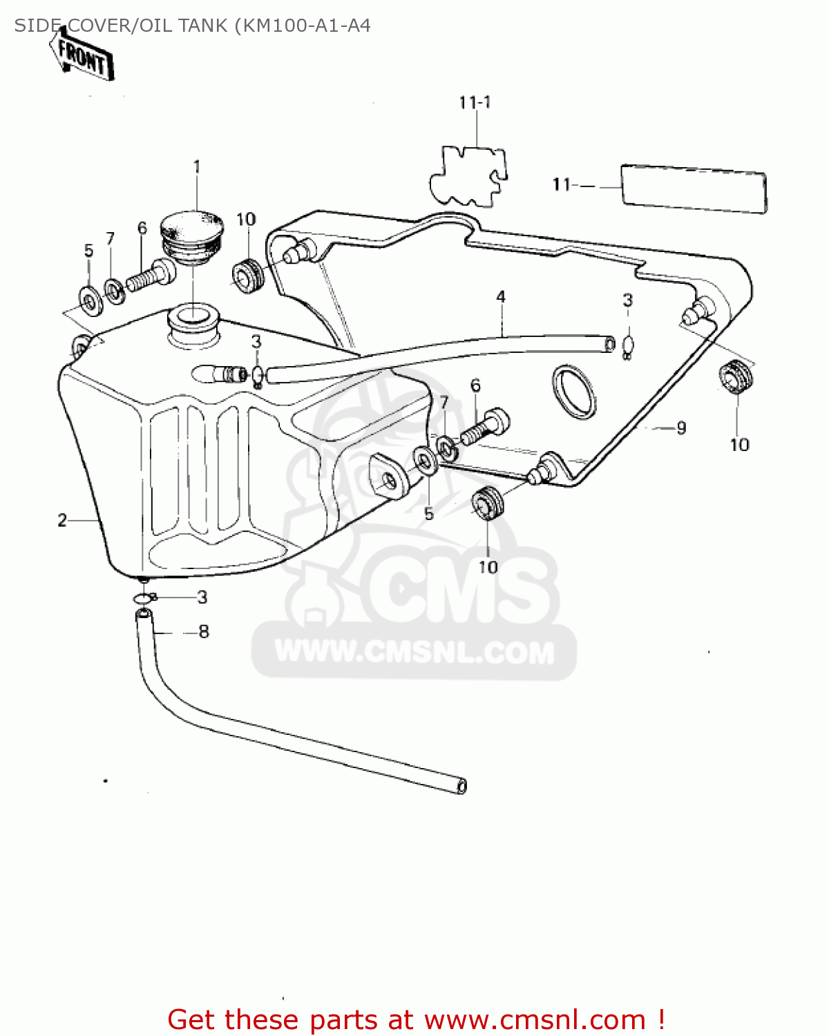 Kawasaki KM100 A3 1978 USA CANADA MPH KPH SIDE COVER OIL TANK KM100