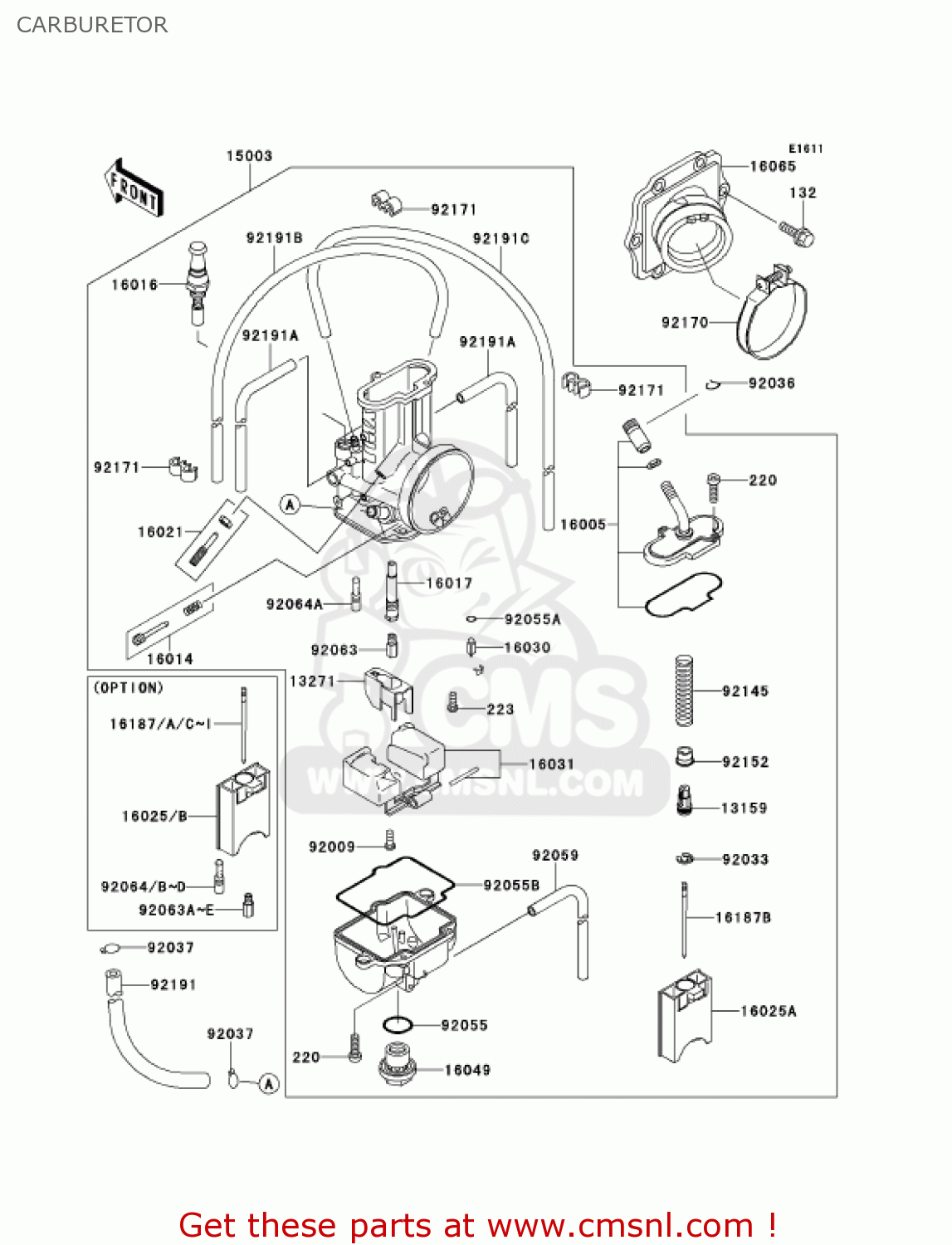 Kawasaki Kx125-l3 Kx125 2001 Usa Canada Carburetor - schematic partsfiche