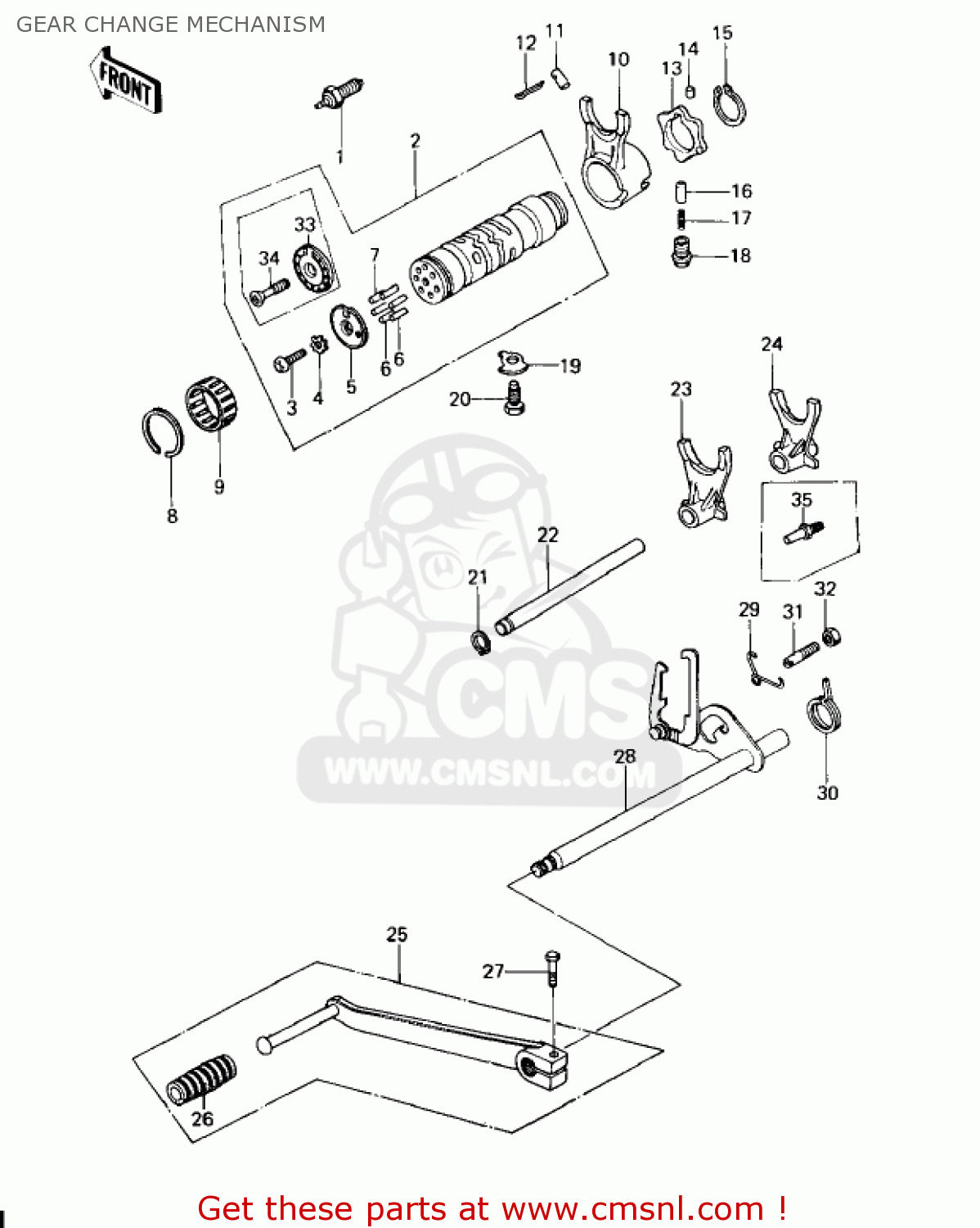 Kawasaki KZ650C1 CUSTOM 1977 USA CANADA MPH KPH GEAR CHANGE MECHANISM