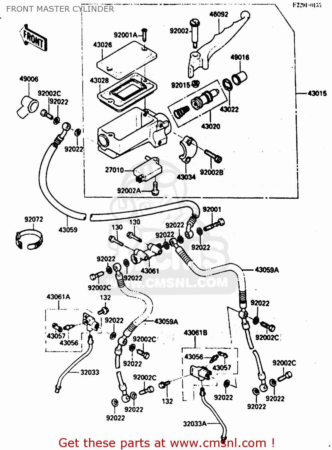 Kawasaki ZX600A1 1985 EUROPE UK FR GR IT NR SD FRONT MASTER CYLINDER