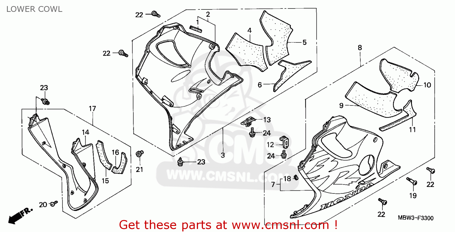 64400MBWD00ZB Cowl Set R Lower Honda Buy The 64400 MBW D00ZB At