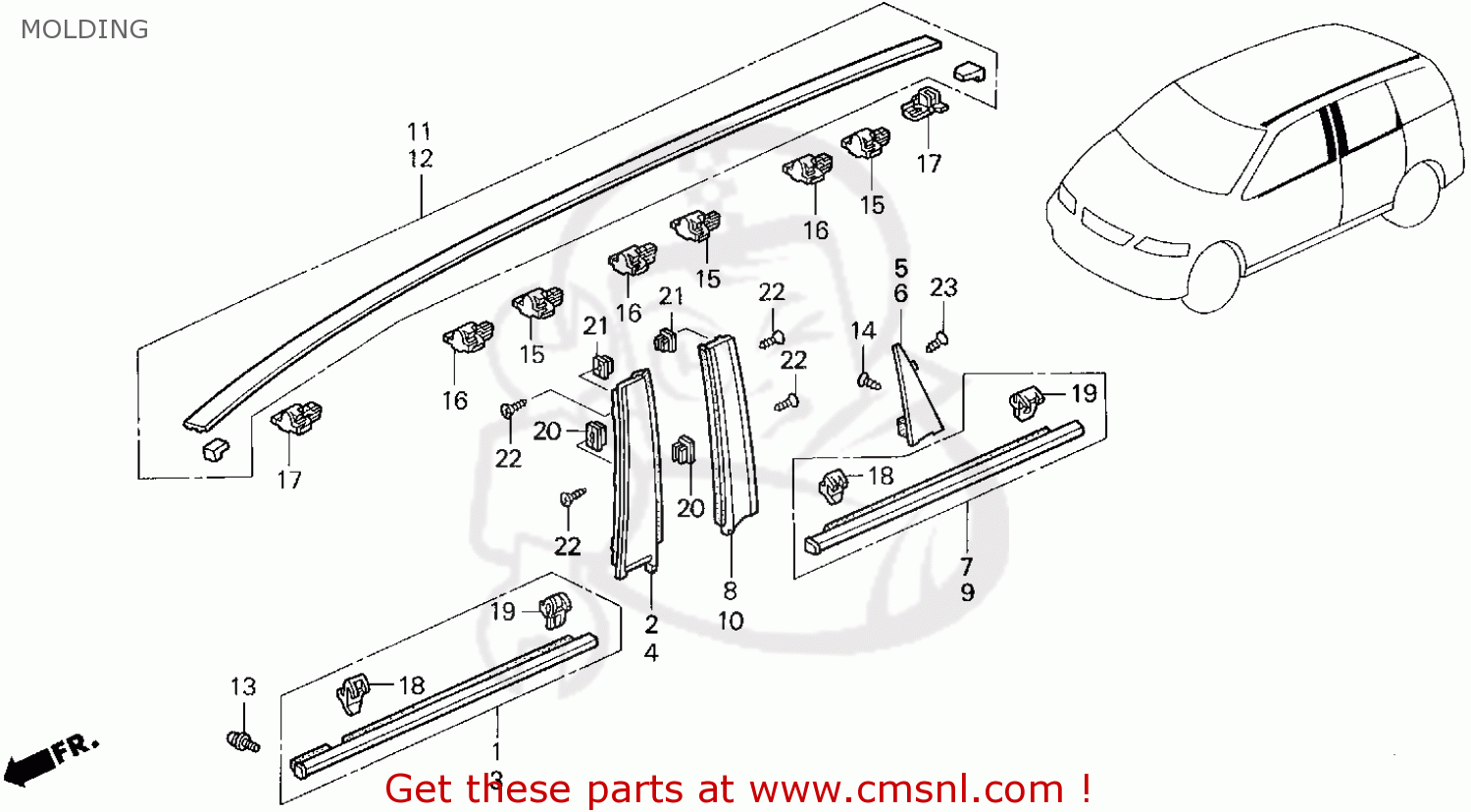 72910SX0013 Mldg Assy R Rr Do Honda Buy The 72910 SX0 013 At CMSNL