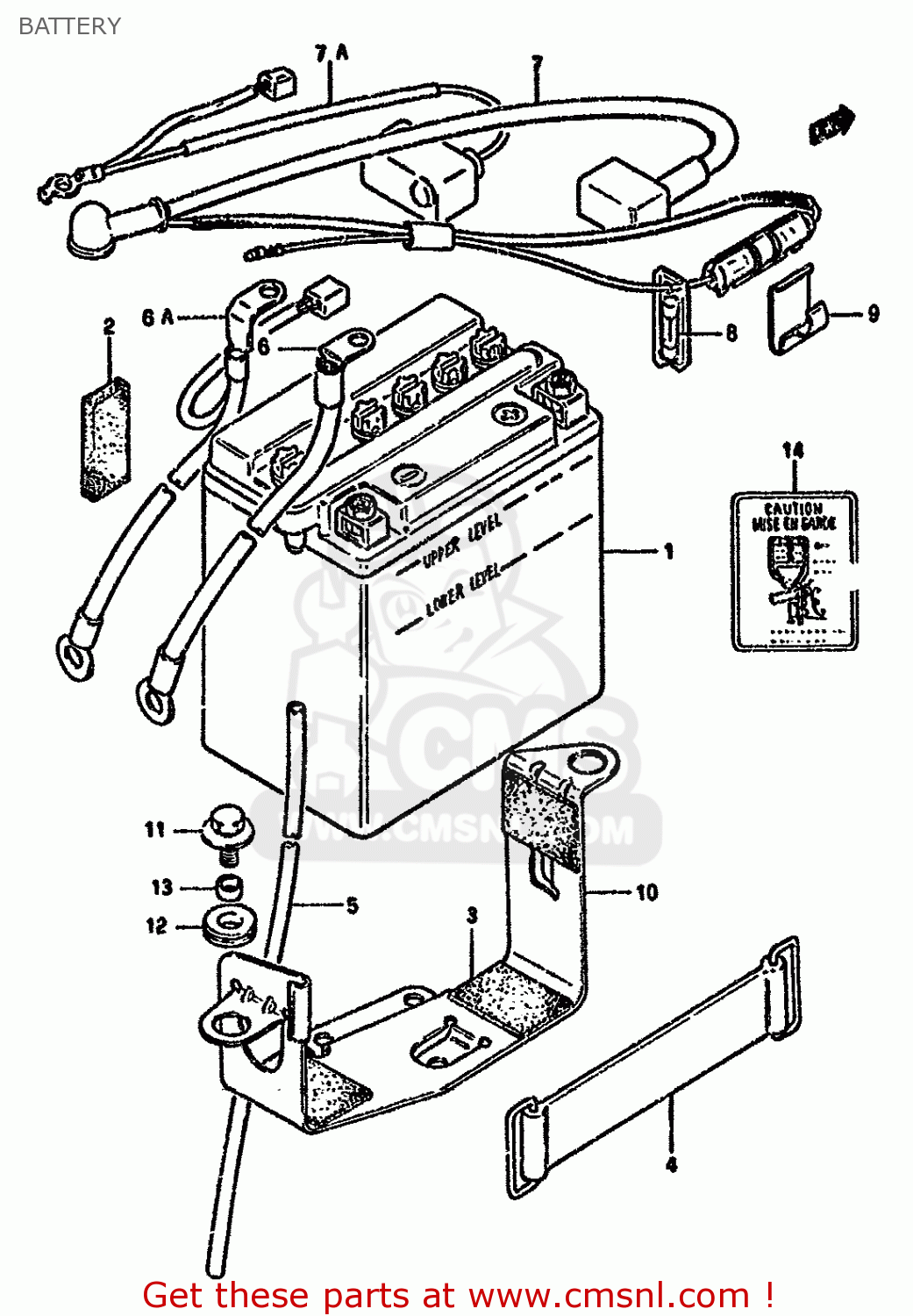 Suzuki Gn250 1989 (k) Battery - Schematic Partsfiche