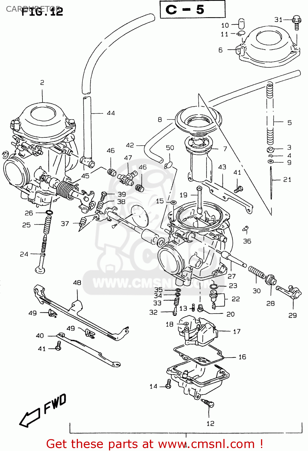 Suzuki Gs500 1998 (euw) Carburetor - schematic partsfiche