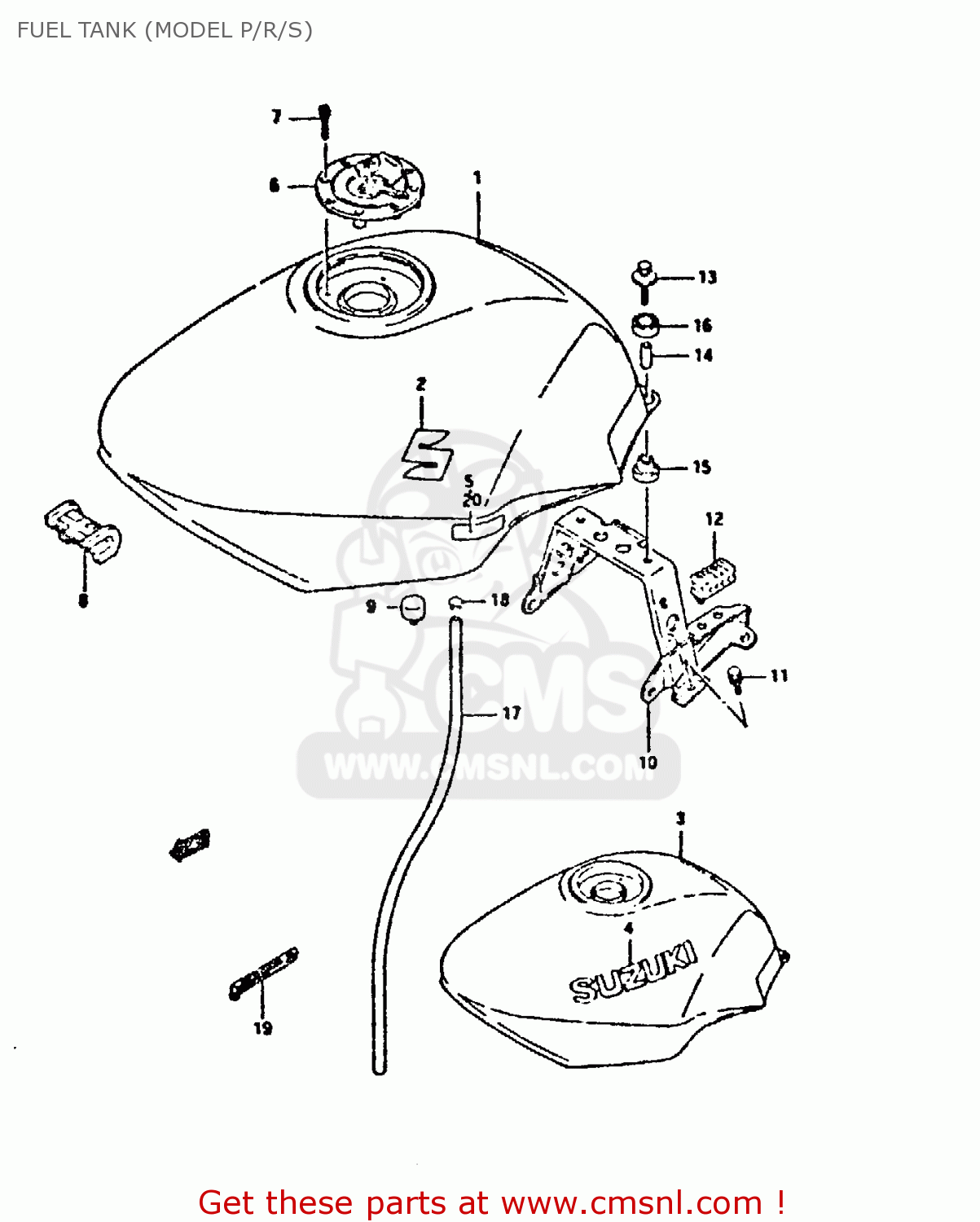 Suzuki GSX750F 1995 S E02 E04 E18 E22 E24 E25 E34 E37 FUEL TANK