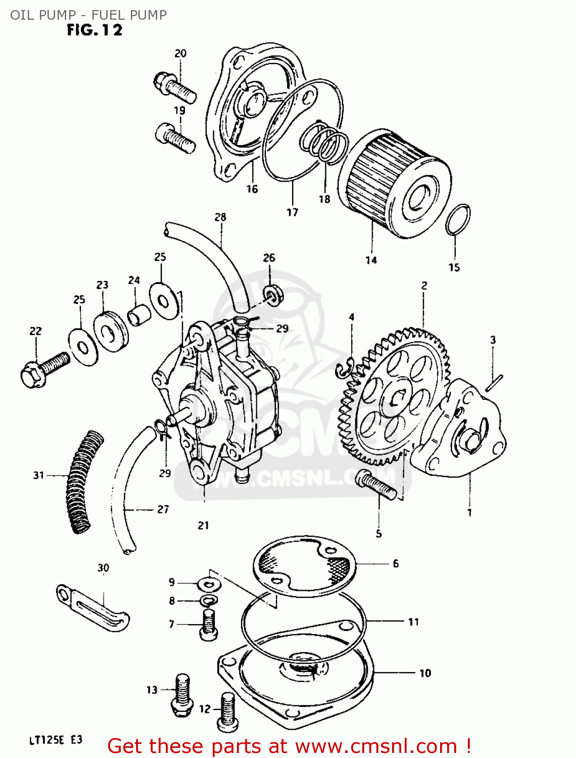 Suzuki Lt125 1983 (d) Oil Pump Fuel Pump schematic partsfiche