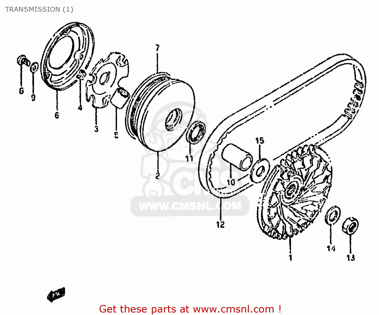 Suzuki Lt80 1992 (n) Transmission (1) - schematic partsfiche