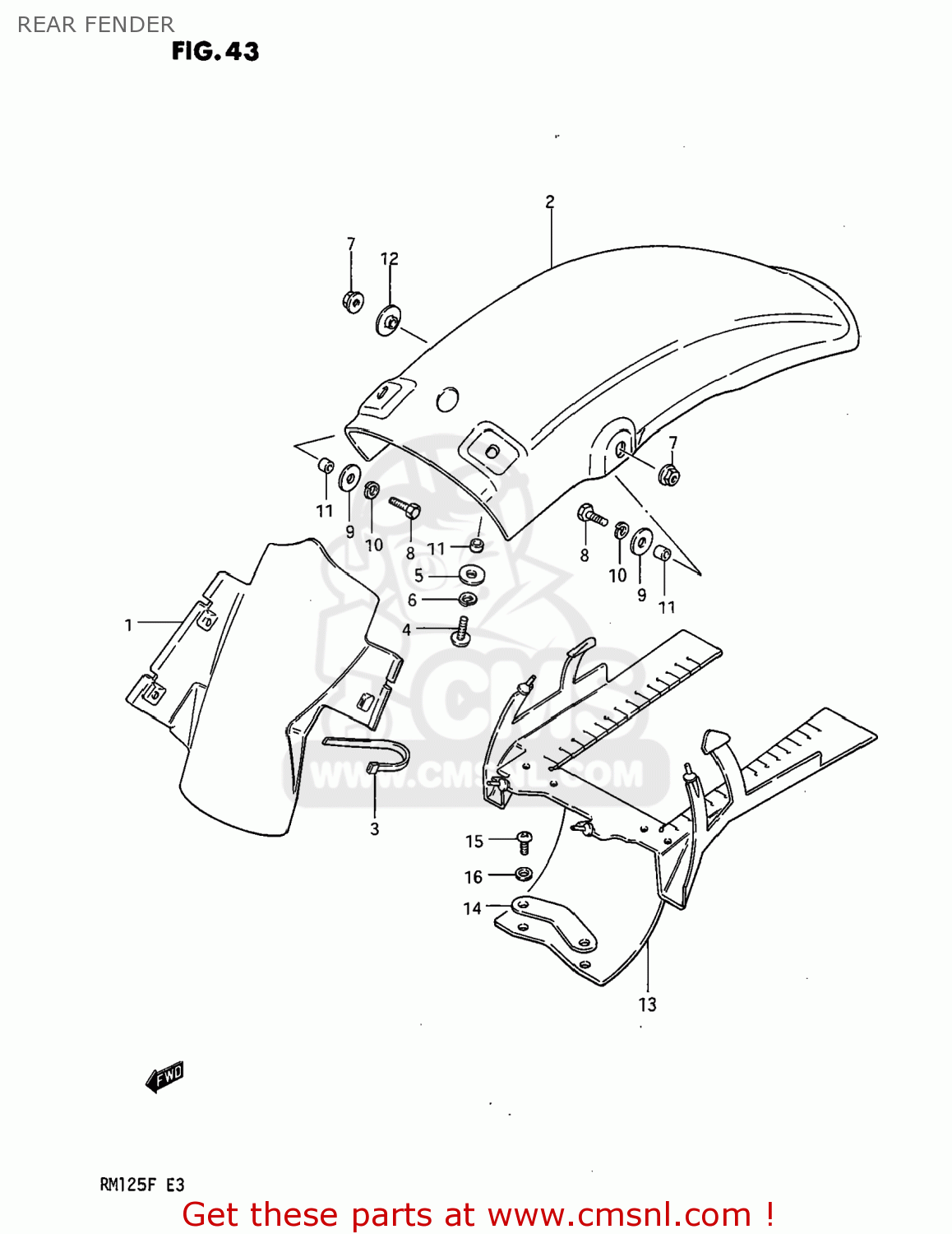 Suzuki RM125 1985 F USA E03 REAR FENDER Buy Original REAR FENDER