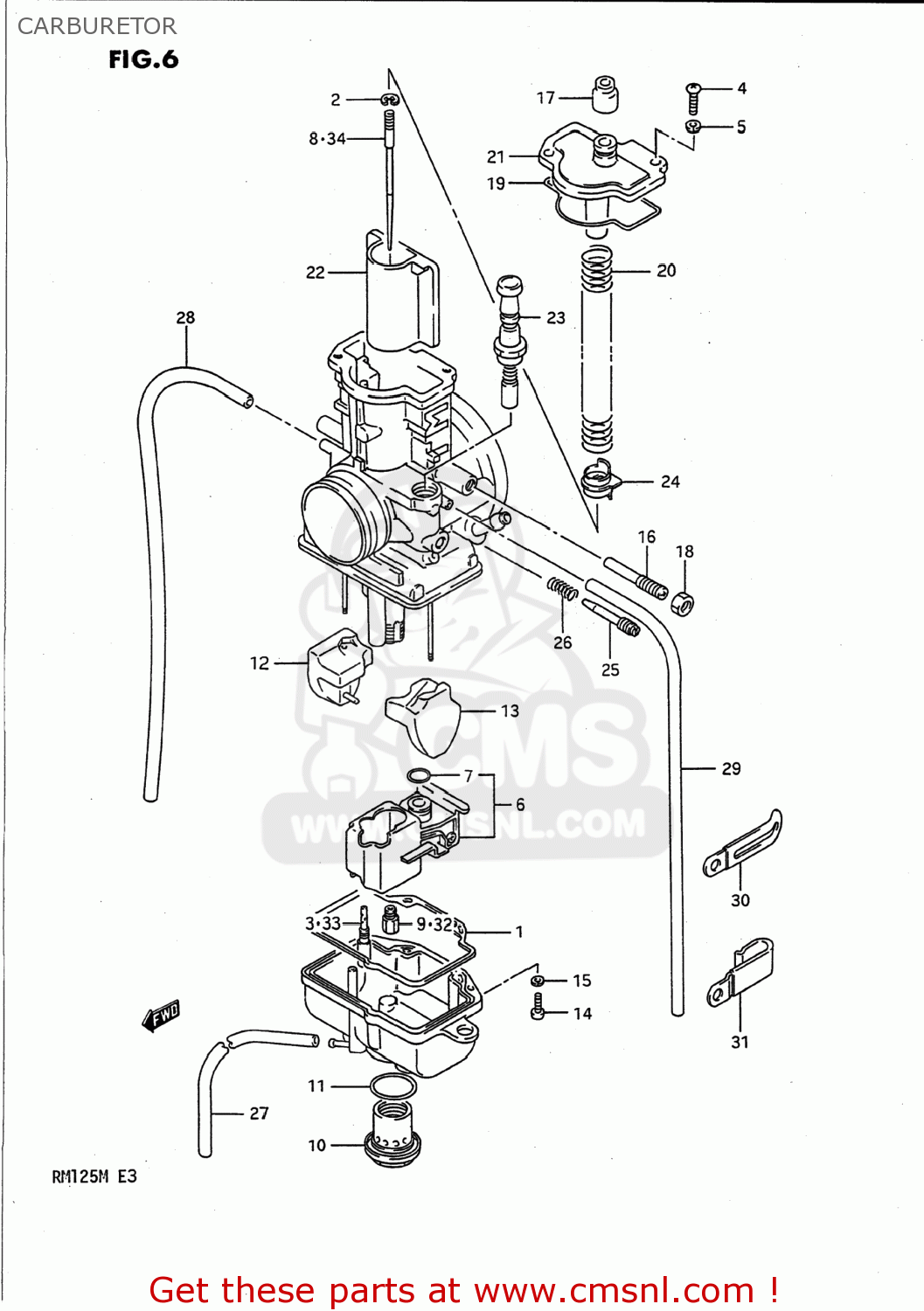 Suzuki RM125 1989 K USA E03 CARBURETOR Buy Original CARBURETOR