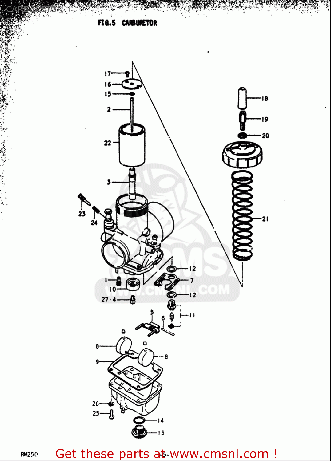 Suzuki Rm250 19761978 (usa) Carburetor schematic partsfiche