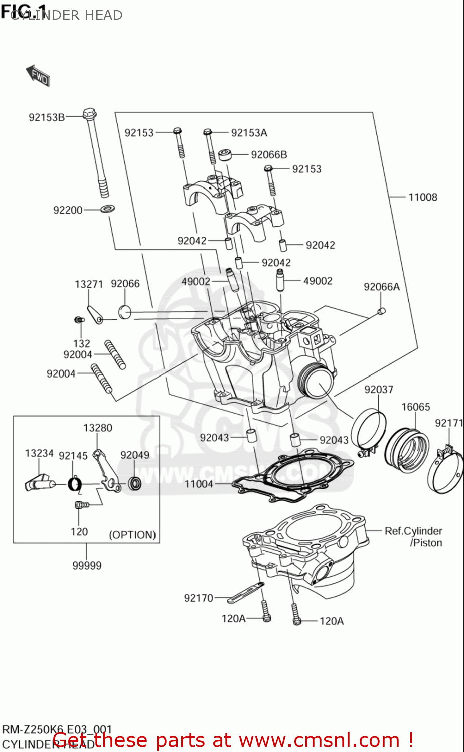 Suzuki Rmz250 (usa) Cylinder Head - schematic partsfiche