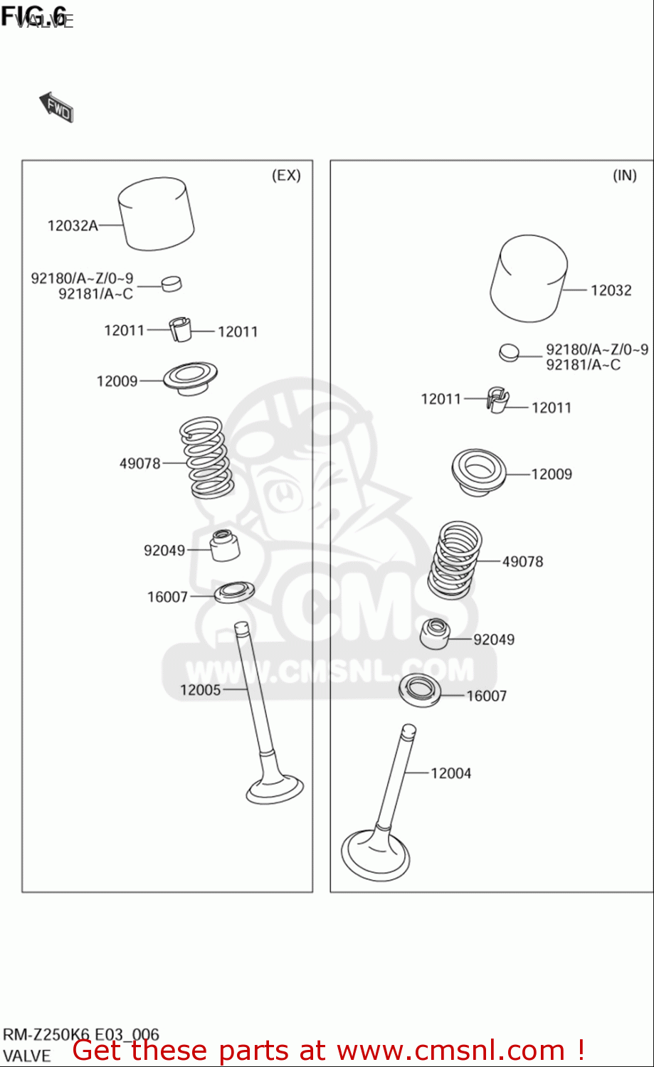 Suzuki Rmz250 (usa) Valve schematic partsfiche