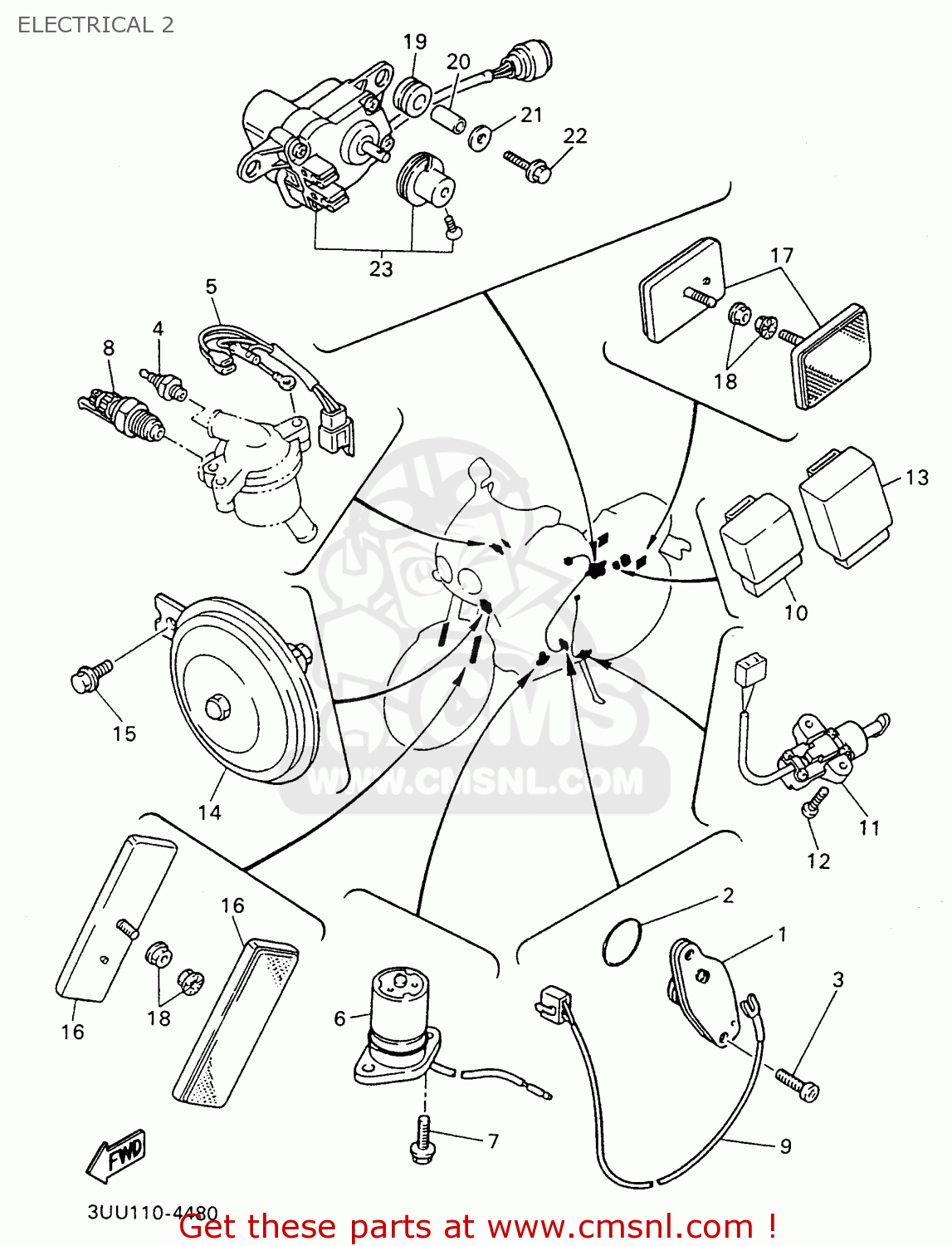 Yamaha Fzr600 Rhc 1996 Electrical 2 - schematic partsfiche