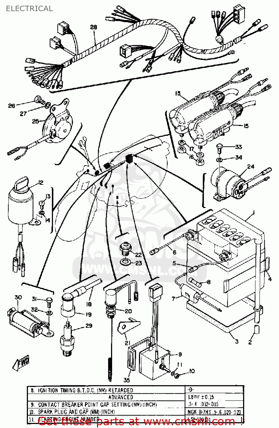 Yamaha Ls2 1972 Usa Electrical - schematic partsfiche