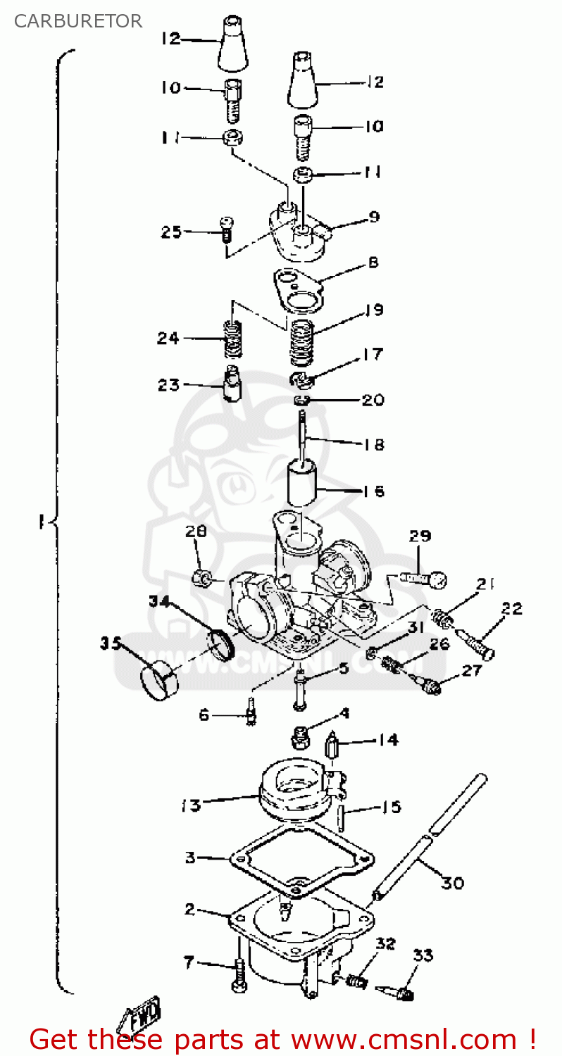 Yamaha Qt50 2g 1980/1981 Carburetor - schematic partsfiche