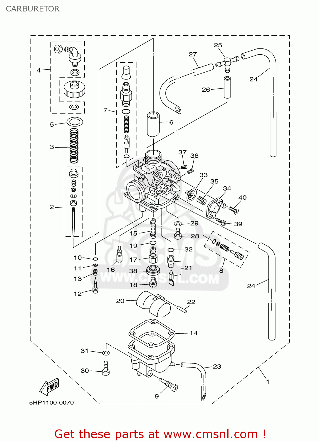 Yamaha Ttr125r/lr 2003 Carburetor schematic partsfiche