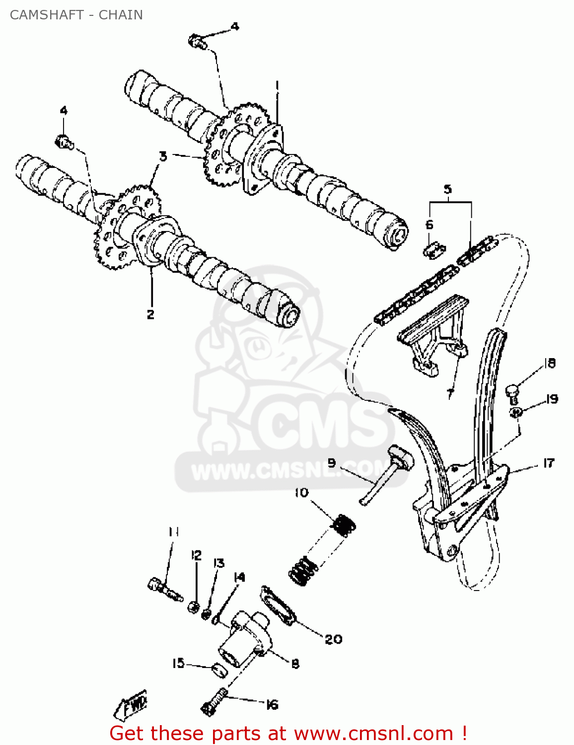 Yamaha Xs1100 1981 (b) Usa Camshaft Chain schematic partsfiche