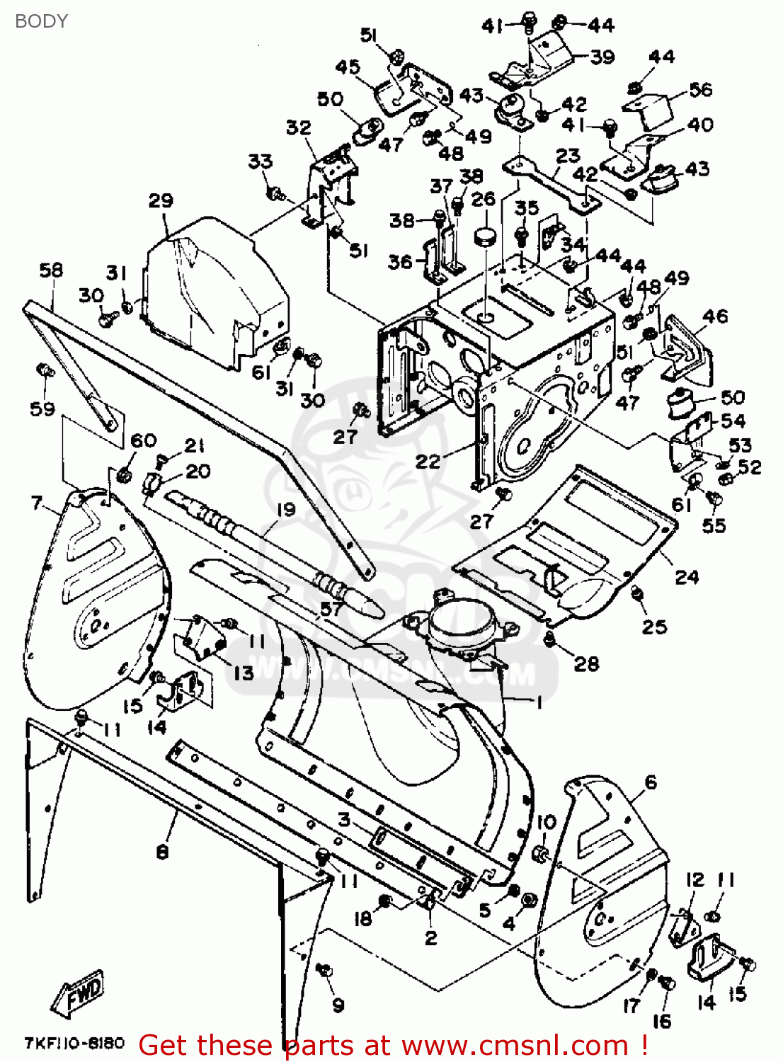 Yamaha Ys828tm Snowblower 1988 Body schematic partsfiche