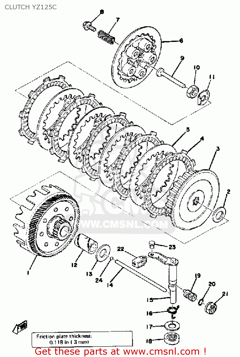 Yamaha YZ125 1976 USA CLUTCH YZ125C Buy Original CLUTCH YZ125C Spares