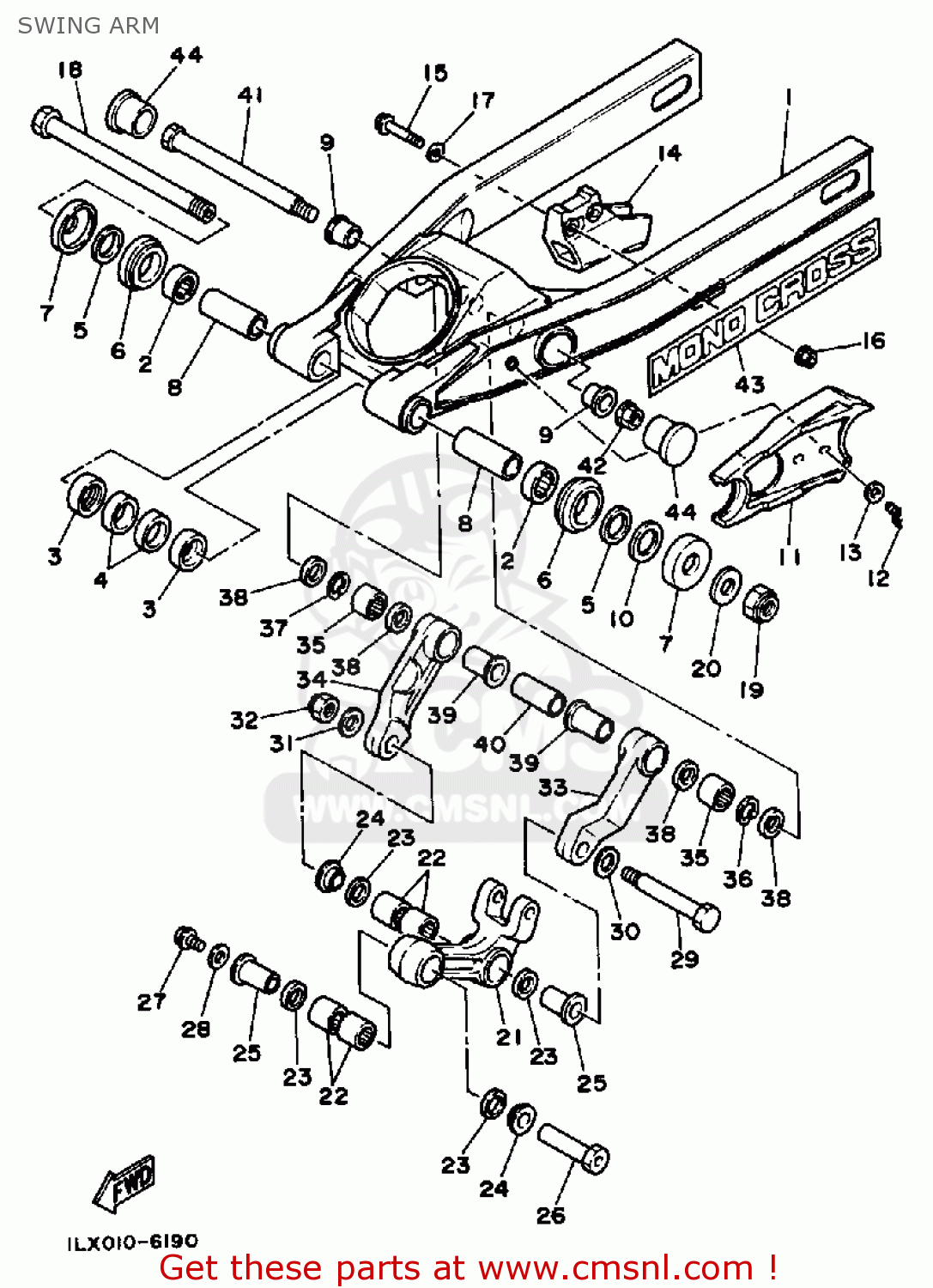 Yamaha Yz125 Competition 1986 (g) Usa Swing Arm schematic partsfiche