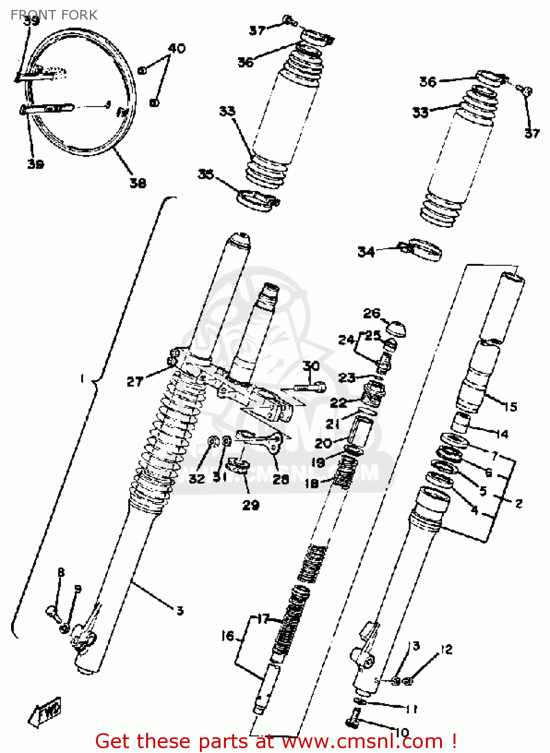 Yamaha Yz250f 1979 Front Fork schematic partsfiche