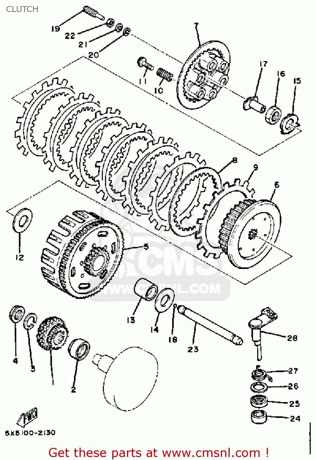 Yamaha Yz250j Competition 1982 Clutch schematic partsfiche