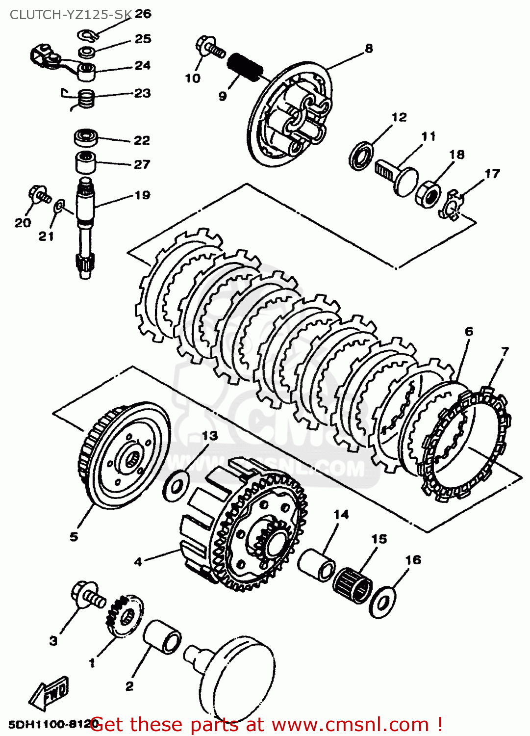 Yamaha Yz80ksk/yz125ksk 1998 Clutchyz125sk schematic partsfiche