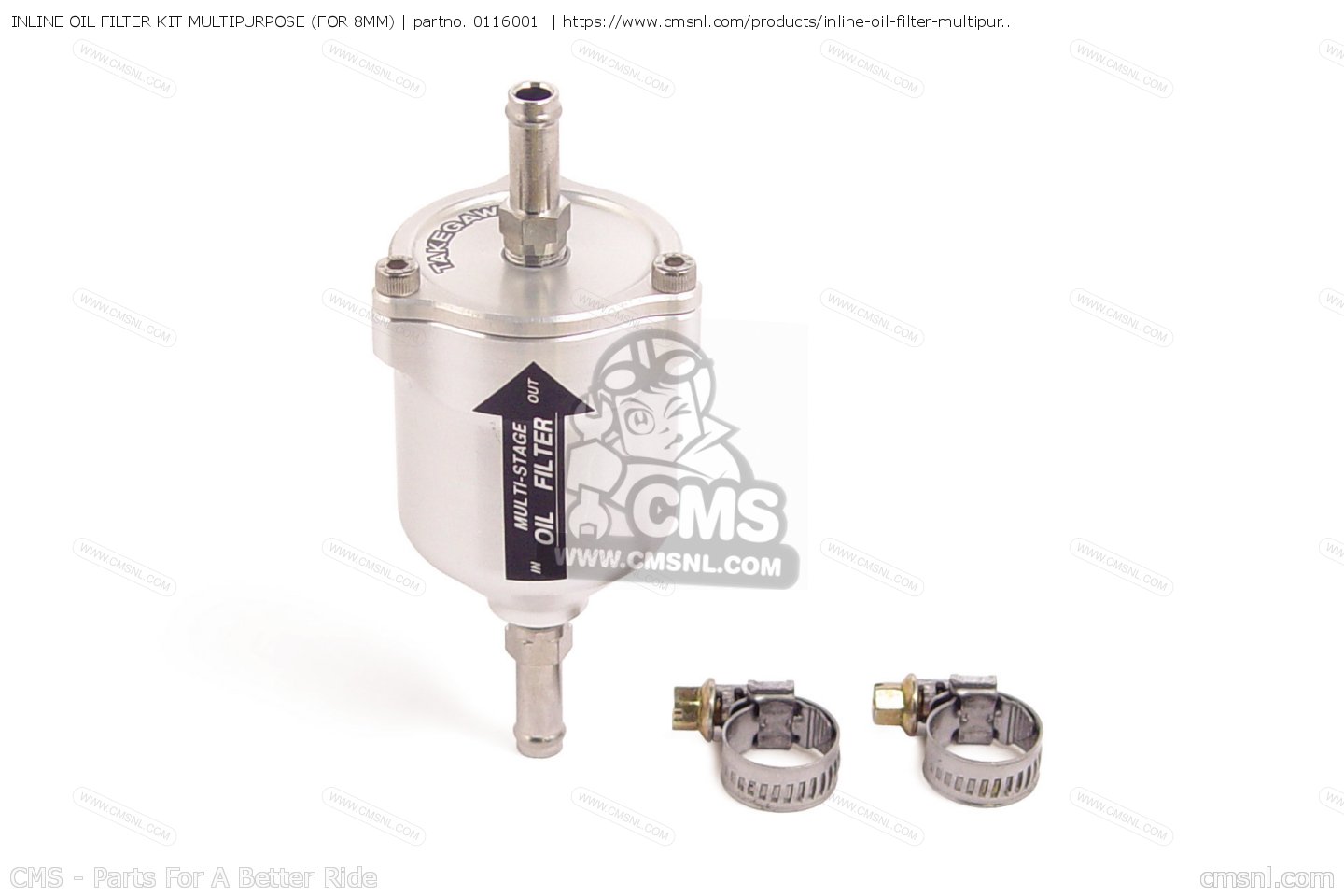 0116001 Inline Oil Filter Kit Multipurpose (for 8mm) Takegawa 0116001