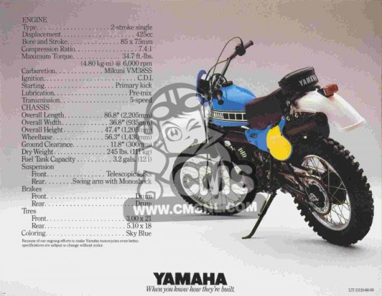 Yamaha IT425 parts: order genuine spare parts online at CMSNL