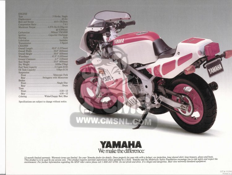 Yamaha YSR50 information