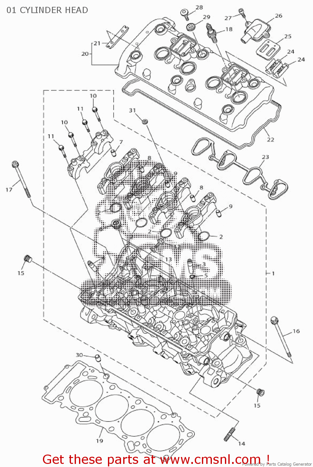 BX4W110109: Cylinder Head Assy Yamaha - buy the BX4-W1101-09-00 at CMSNL