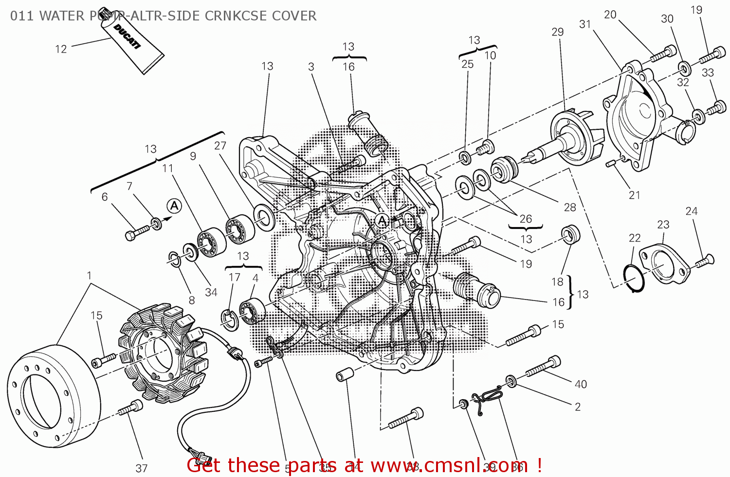 24721301AC: Water Pump Cover Ducati - buy the 24721301AC at CMSNL