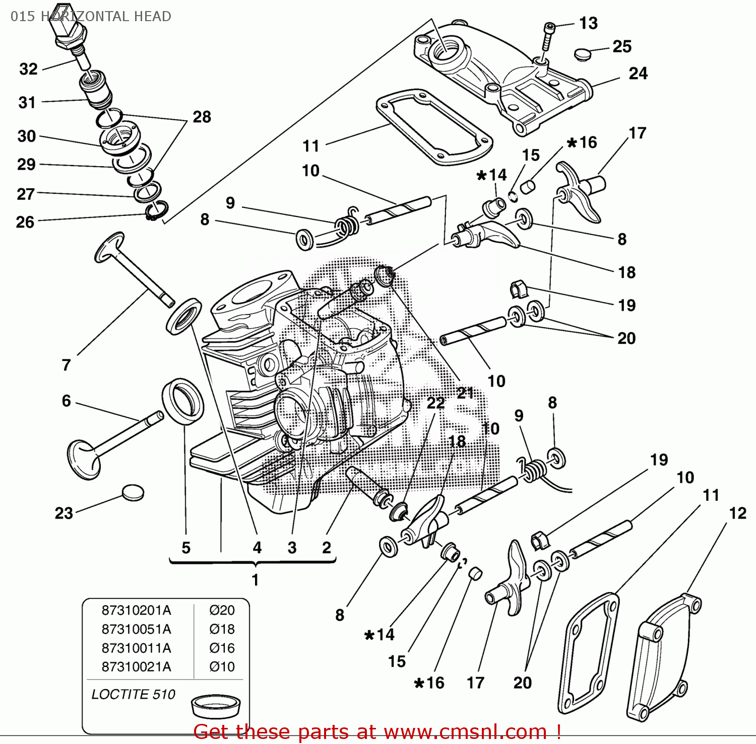 30120193BA: Horizontal Cylinder Head Ducati - buy the 30120193BA at CMSNL