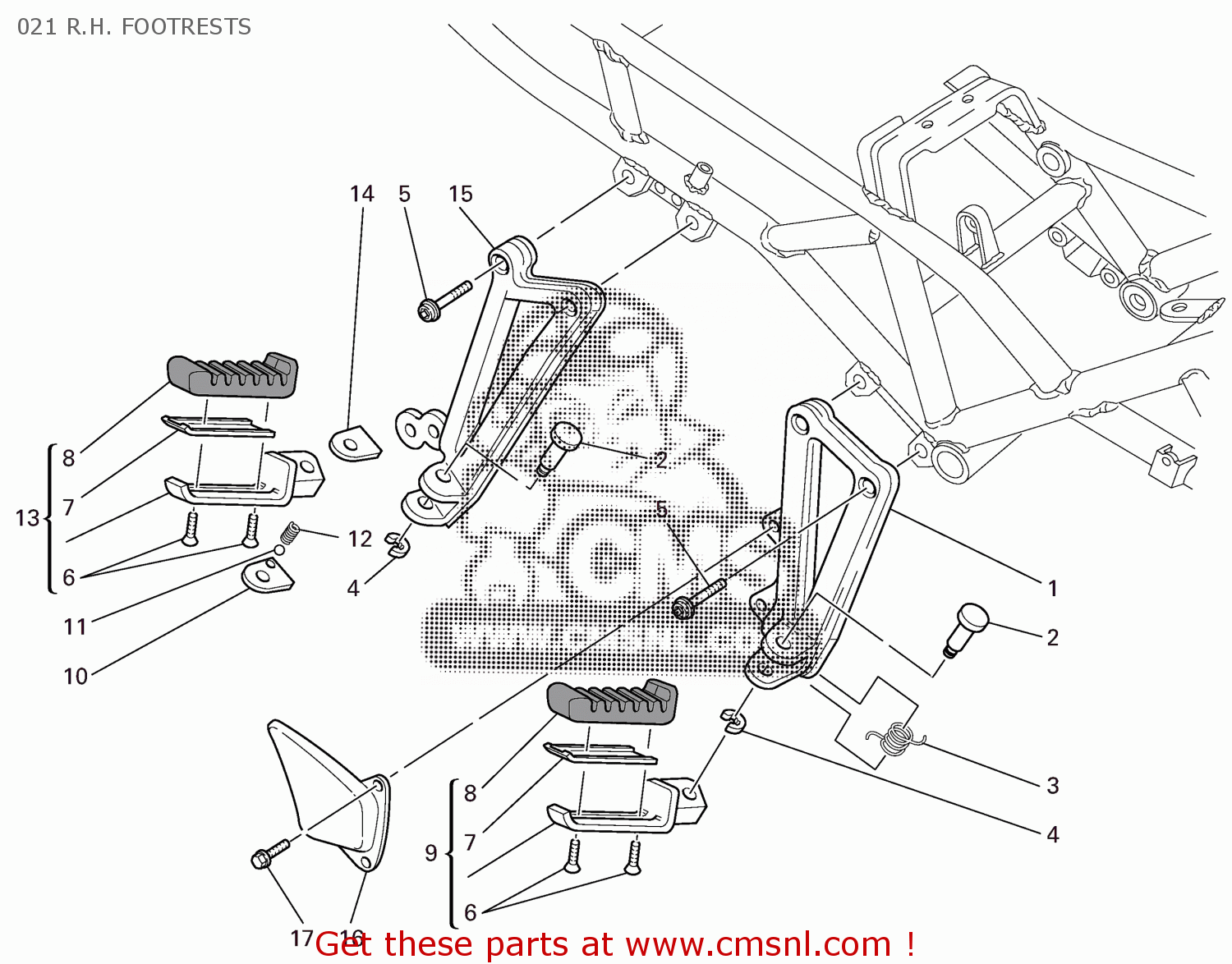 037069965 Rear R.h. Foot Peg, Complete Ducati buy the 037069965 at CMSNL