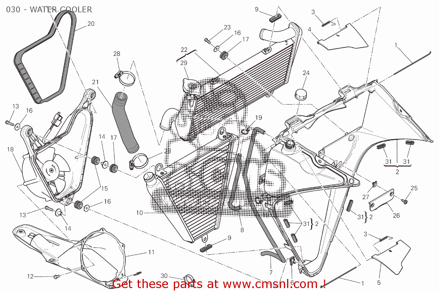 Ducati RADIATOR, WATER LOWER 54840972B Ducati RADIATOR, WATER LOWER 54840972B