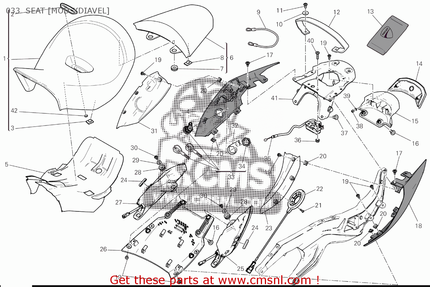 Ducati PILLION RIDER SEAT 595P2942AA Ducati PILLION RIDER SEAT 595P2942AA