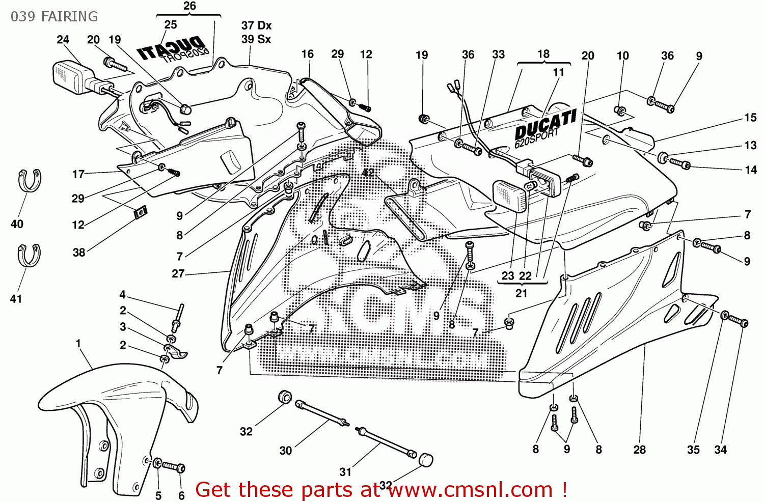 48011481AR: Right Upper Half-fairing Ducati - buy the 48011481AR at CMSNL