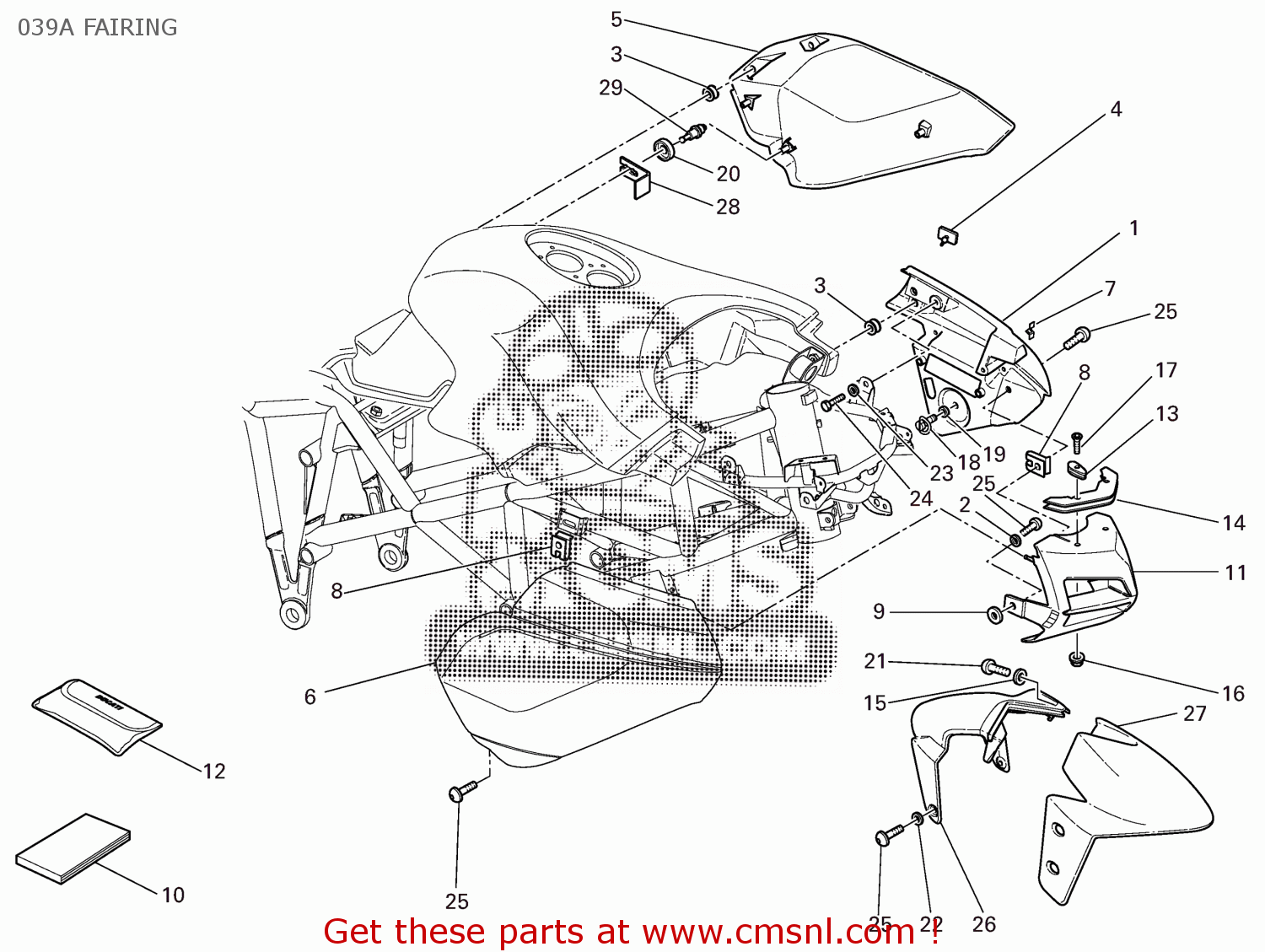 48011701CW Right Fairing, Tangerine Red Ducati buy the 48011701CW at