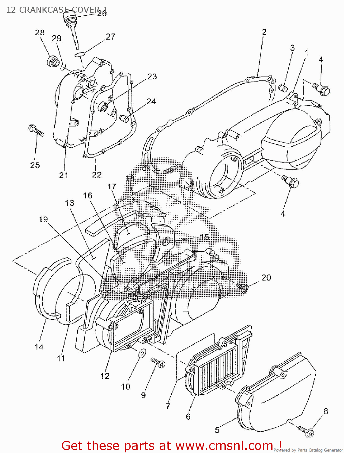 37PE543100: Cover, Crankcase 3 Yamaha - buy the 37P-E5431-00 at CMSNL