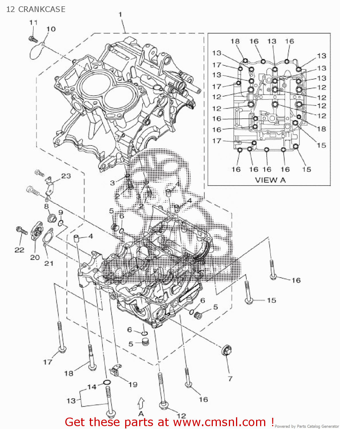 1WS1510009: Crankcase Assy Yamaha - buy the 1WS-15100-09 at CMSNL