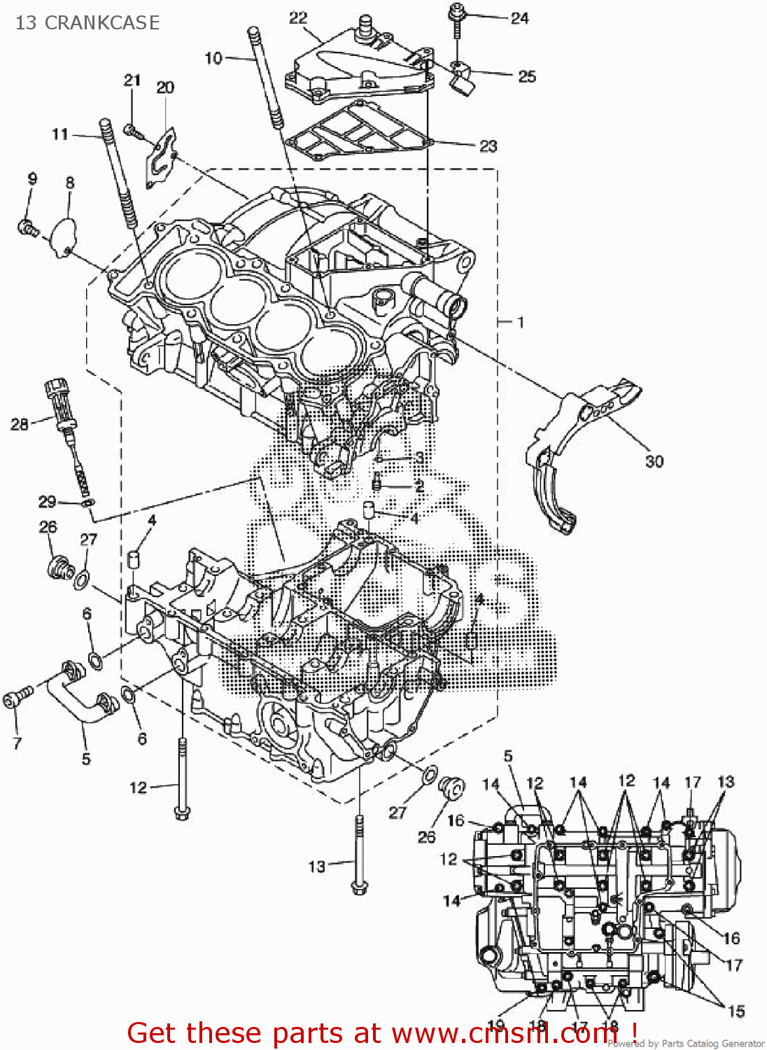 2C01510009: Crankcase Assy Yamaha - buy the 2C0-15100-09-00 at CMSNL