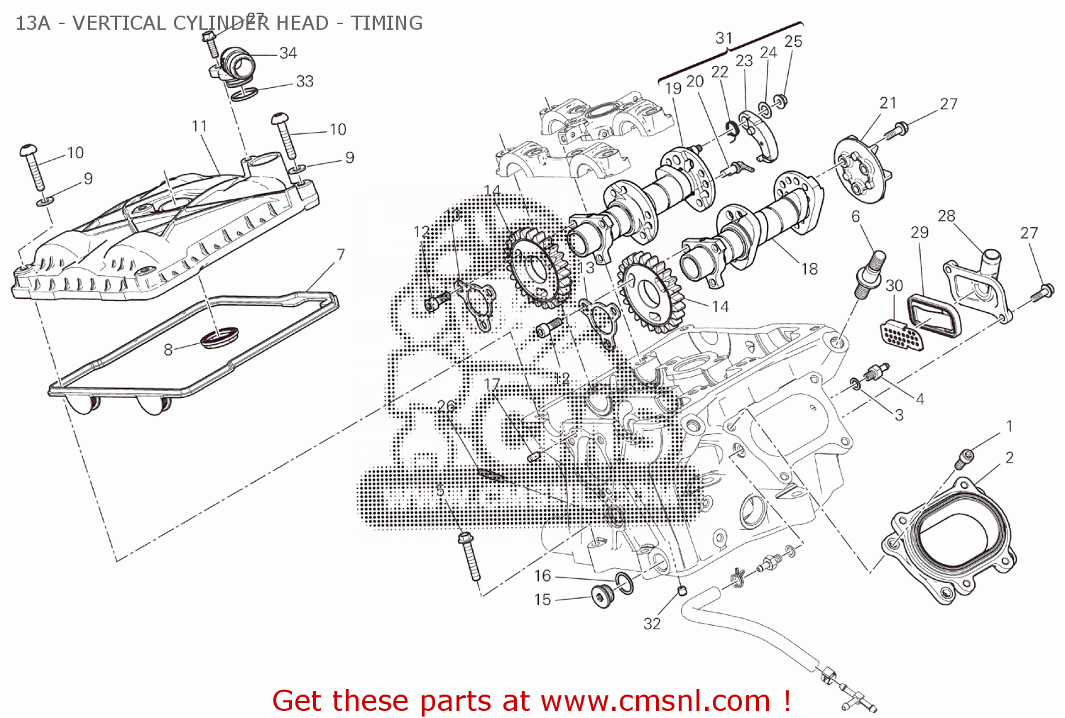 14824191C Vertical Exhaust Camshaft Ducati buy the 14824191C at CMSNL