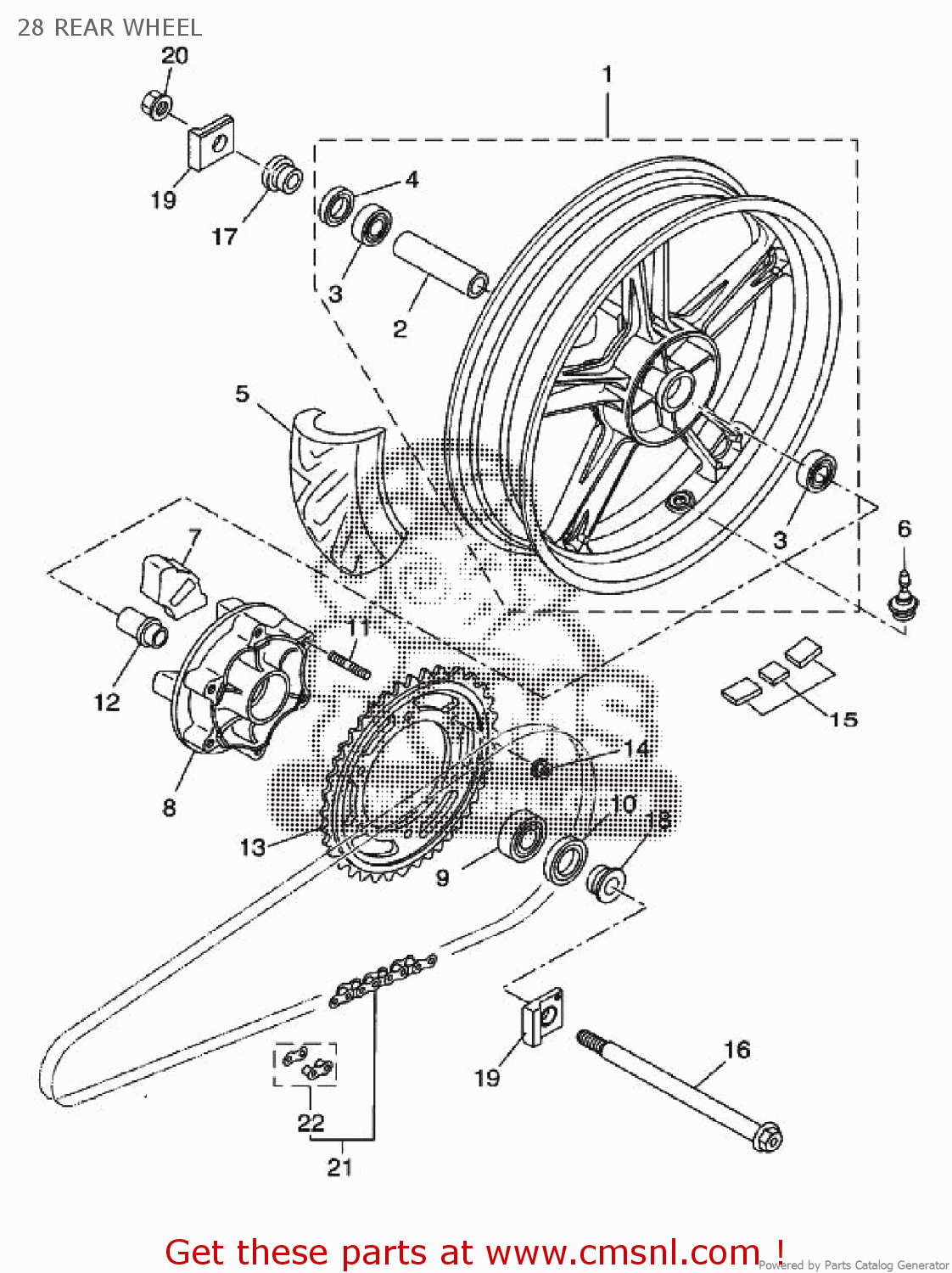 5D72537000: Cast Wheel, Rear Yamaha - buy the 5D7-25370-00 at CMSNL