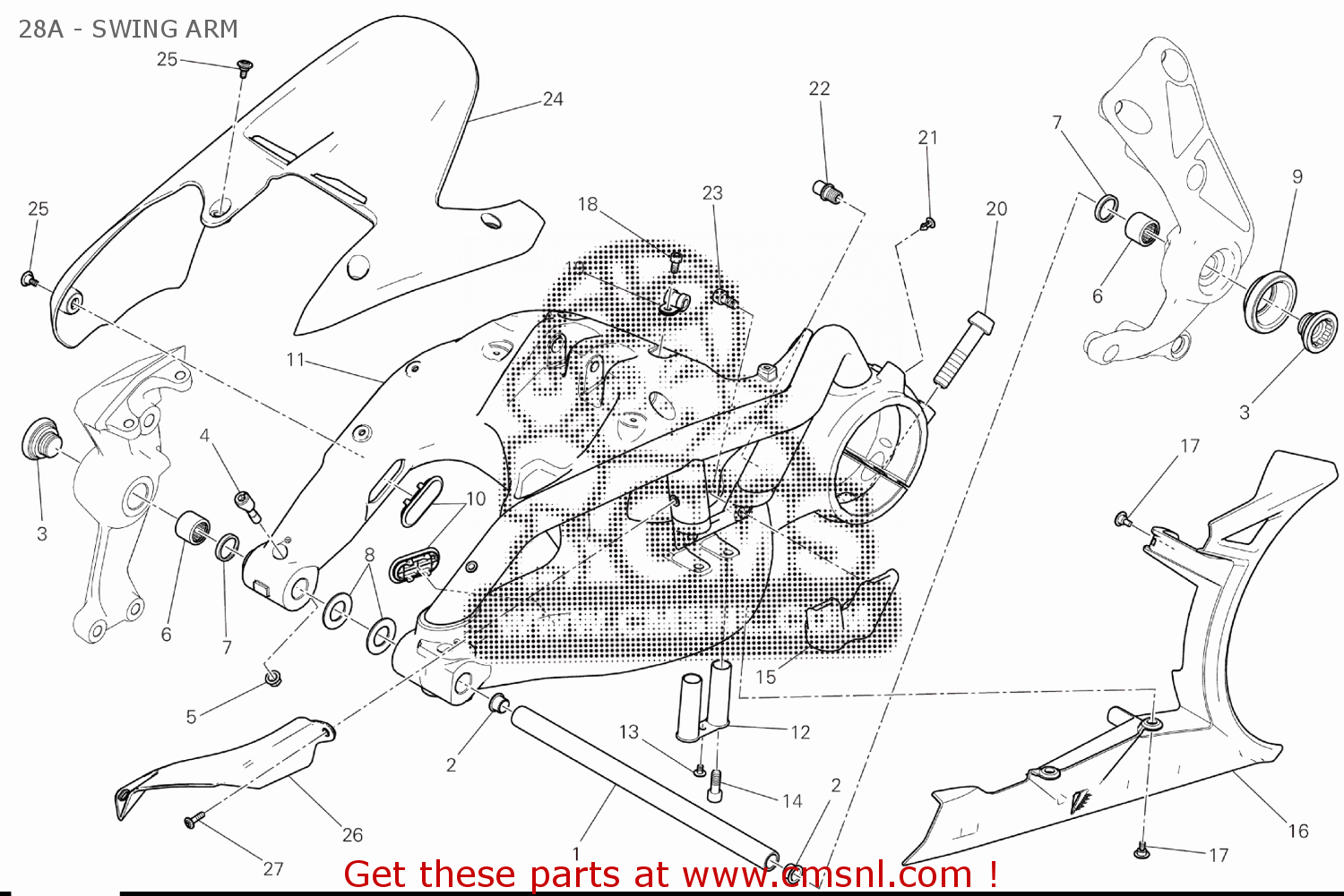 36911391A Axle, Rear Swing Arm Ducati buy the 36911391A at CMSNL
