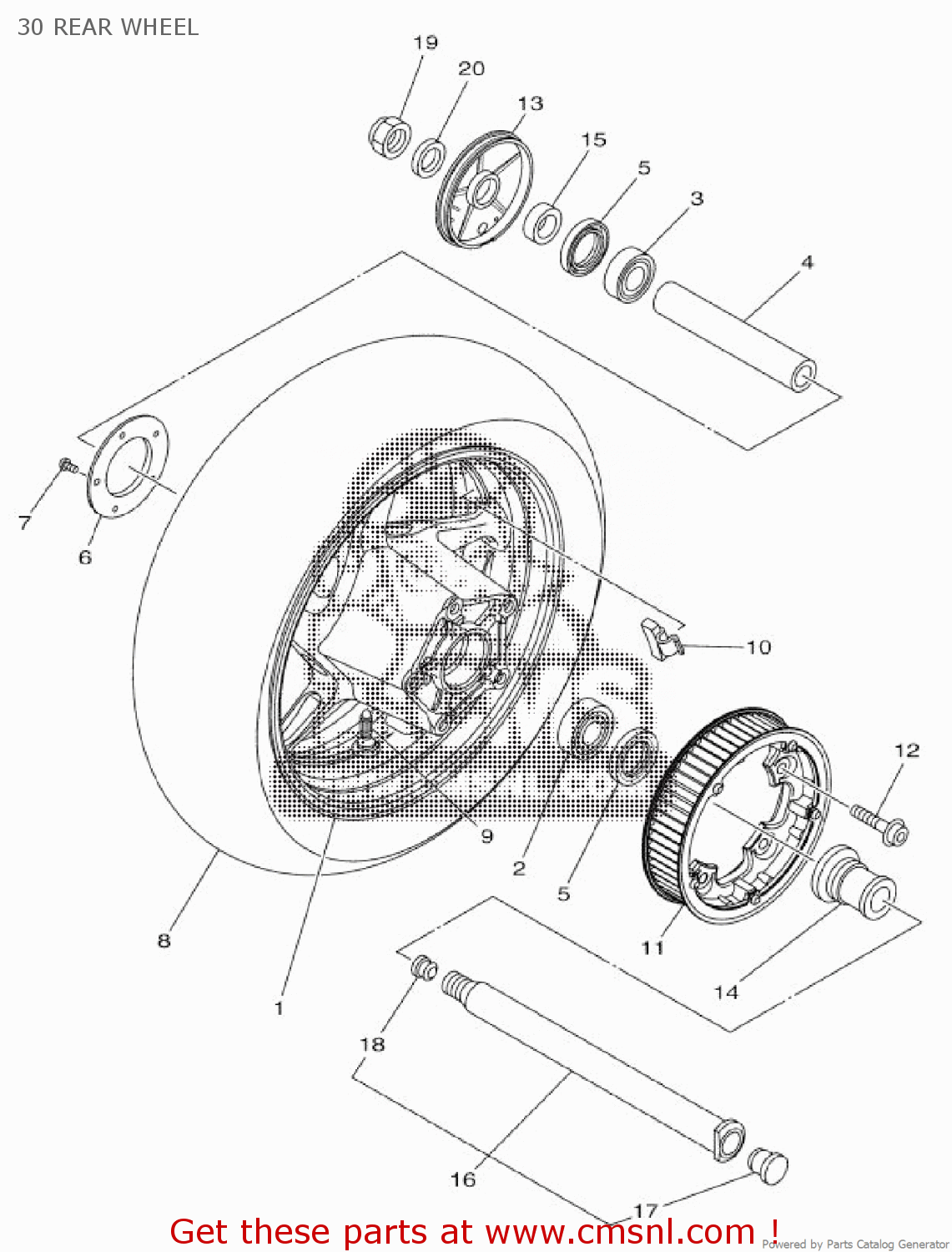 59C253381033: Cast Wheel, Rear Yamaha - buy the 59C-25338-10-33 at CMSNL
