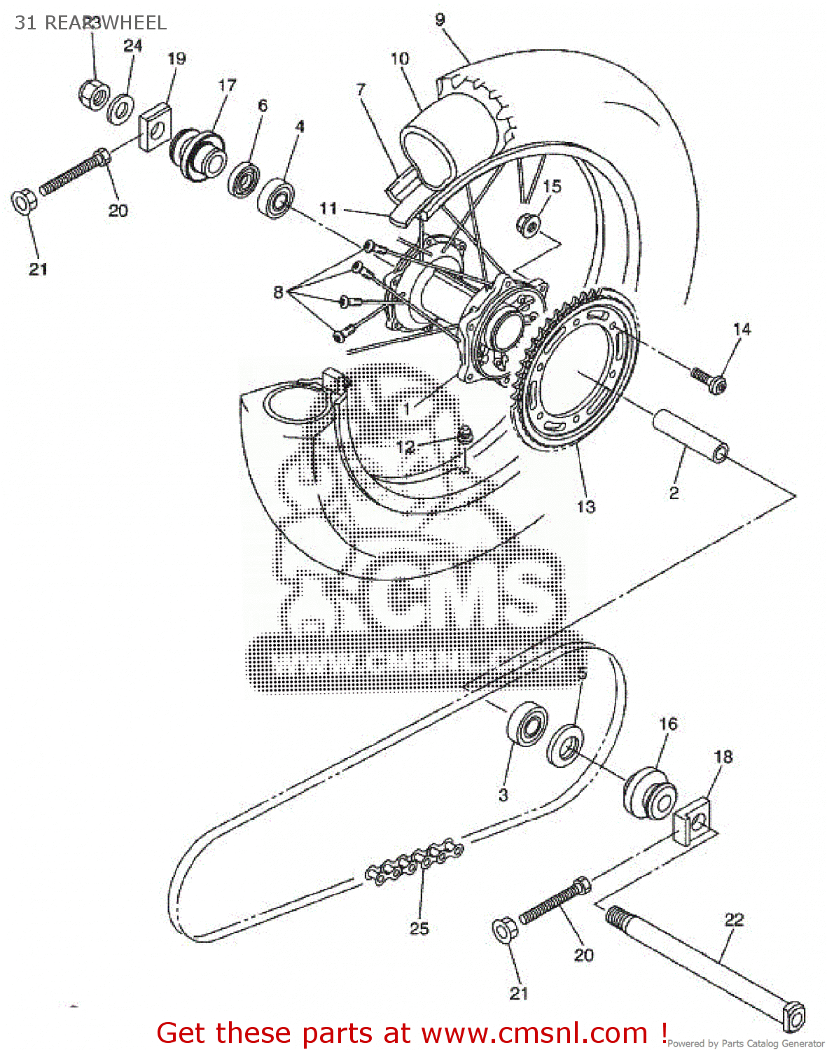 3d72538100: Axle, Wheel Yamaha - Buy The 3d7-25381-00 At Cmsnl