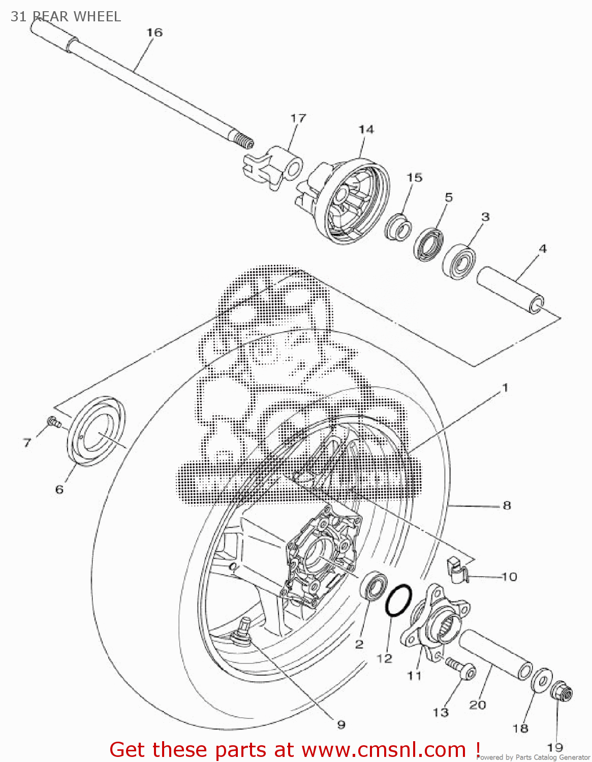4B52533831: Cast Wheel, Rear Yamaha - buy the 4B5-25338-31 at CMSNL