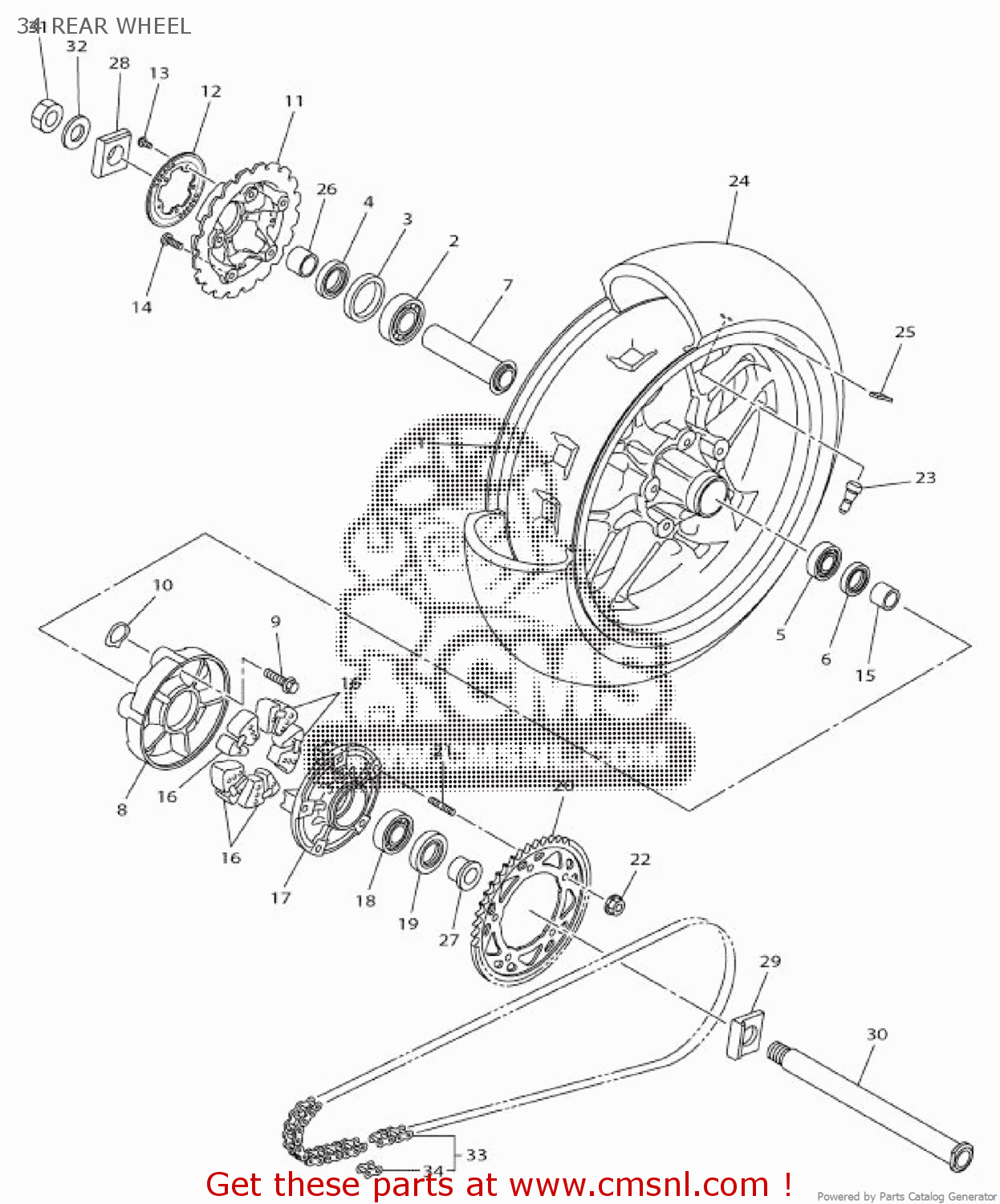 2CR253380098: Cast Wheel, Rear Yamaha - buy the 2CR-25338-00-98 at CMSNL