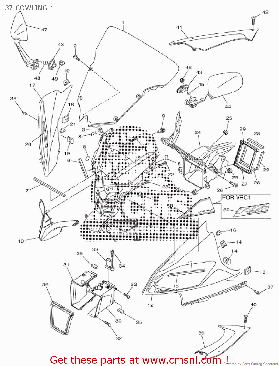 WINDSHIELD for YZFR6 2009 13SB EUROPE 1H13S300E1 order at CMSNL